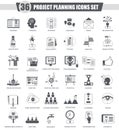 Vector finance business Project planning black icon set.