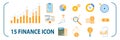 Vector finance icon set flat web - SEO and development, creative process, business and finance, office and business, security and Royalty Free Stock Photo