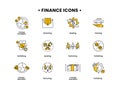 Vector finance illustration. Forfaiting icons set, leasing, factoring, money transfers Royalty Free Stock Photo