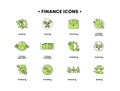 Vector finance illustration. Forfaiting icons set, leasing, factoring, money transfers Royalty Free Stock Photo