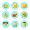 Vector finance and money icon set.