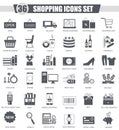 Vector finance Shopping e-commerce black icon set. Dark grey classic icon design for web. Royalty Free Stock Photo