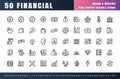 Vector of 50 FInancial Line Outline Icon Set. 48x48 Pixel Perfect Editable Stroke