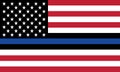 Vector United States flag with blue line to honor police and law