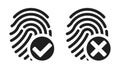 Vector fingerprint accepted and rejected icons