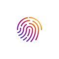 Vector fingerprint icon. Color fingerprint symbol shape. Biometric security sign. Interface button. Element for design mobile app Royalty Free Stock Photo