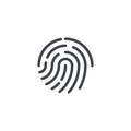 Vector fingerprint icon. Fingerprint symbol shape. Biometric security sign. Interface button. Element for design mobile app or