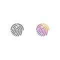 Vector fingerprint icon. Two fingerprint symbol shape. Biometric security sign. Interface button. Element for design mobile app or