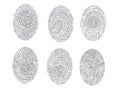 Vector fingerprint scan Icons. hand drawn biometric fingerprints set.