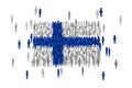 Vector Finland state flag formed by crowd of cartoon people