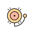 Fire alarm bell flat color line icon.