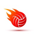 Vector fire ball logo design. Fiery volleyball ball. Royalty Free Stock Photo