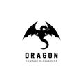 Vector Fire dragon logo icon, scary legend winged animal, illustration concept Royalty Free Stock Photo