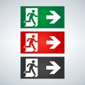 Vector fire emergency icons. Signs of evacuations. Royalty Free Stock Photo