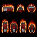 Vector fire labels set. Royalty Free Stock Photo