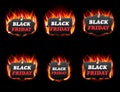 Vector fire labels set. Royalty Free Stock Photo