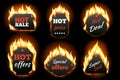 Vector fire labels set Royalty Free Stock Photo