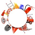 Vector Fire Prevention Round Frame Royalty Free Stock Photo