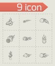 Vector fire sport balls icons set Royalty Free Stock Photo