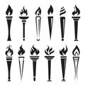 Vector of fire torch victory champion on white background. Flame