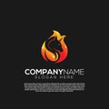 Vector vector fire unicorn creative logo concept. Logo design inspiration