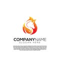 Vector vector fire unicorn creative logo concept. Logo design inspiration