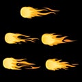 Vector fireball animation. Sprite sheet for game or cartoon.