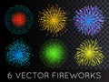 Vector Fireworks Set with transparency Royalty Free Stock Photo