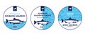 Vector fish round labels and design elements