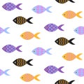 Vector fish seamless pattern. Royalty Free Stock Photo