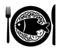 Vector fish and vegetables on a plate Royalty Free Stock Photo