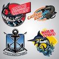 Fishing badge design collection in colored