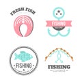 Vector fishing badges. Logo elements. Paddles illustration.