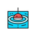 Vector fishing float flat color line icon. Royalty Free Stock Photo