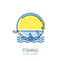 Vector fishing logo, label, badge or emblem design elements. Royalty Free Stock Photo