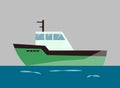 Vector fishing ships, water isolated transport icon