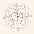 Vector fist gesture. Rough chuckle sign hand drawn sketch. Royalty Free Stock Photo