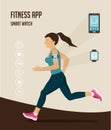 Vector fitness icons for tracker and running people. infographics design elements