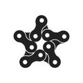 Vector Five Pointed Star Made of Bike or Bicycle Chain Royalty Free Stock Photo