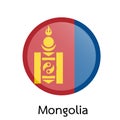 Vector flag button series - Mongolia