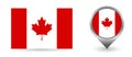 Vector flag Canada. Location point with flag Canada