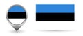 Vector flag Estonia. Location point with flag Estonia inside.