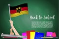 Vector flag of Germany on Black chalkboard background. Education