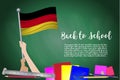 Vector flag of Germany on Black chalkboard background. Education