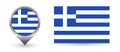 Vector flag Greece. Location point with flag Greece inside.