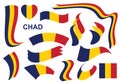 vector flag of Republic of Chad - set of abstract shapes