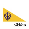Vector flag of sikh. Sikhism spititually icon, sacred symbol - khanda. Happy vaisakhi. design template for poster