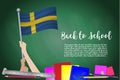 Vector flag of Sweden on Black chalkboard background. Education Royalty Free Stock Photo