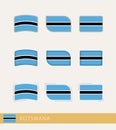 Vector flags of Botswana, collection of Botswana flags Royalty Free Stock Photo