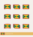 Vector flags of Grenada, collection of Grenada flags